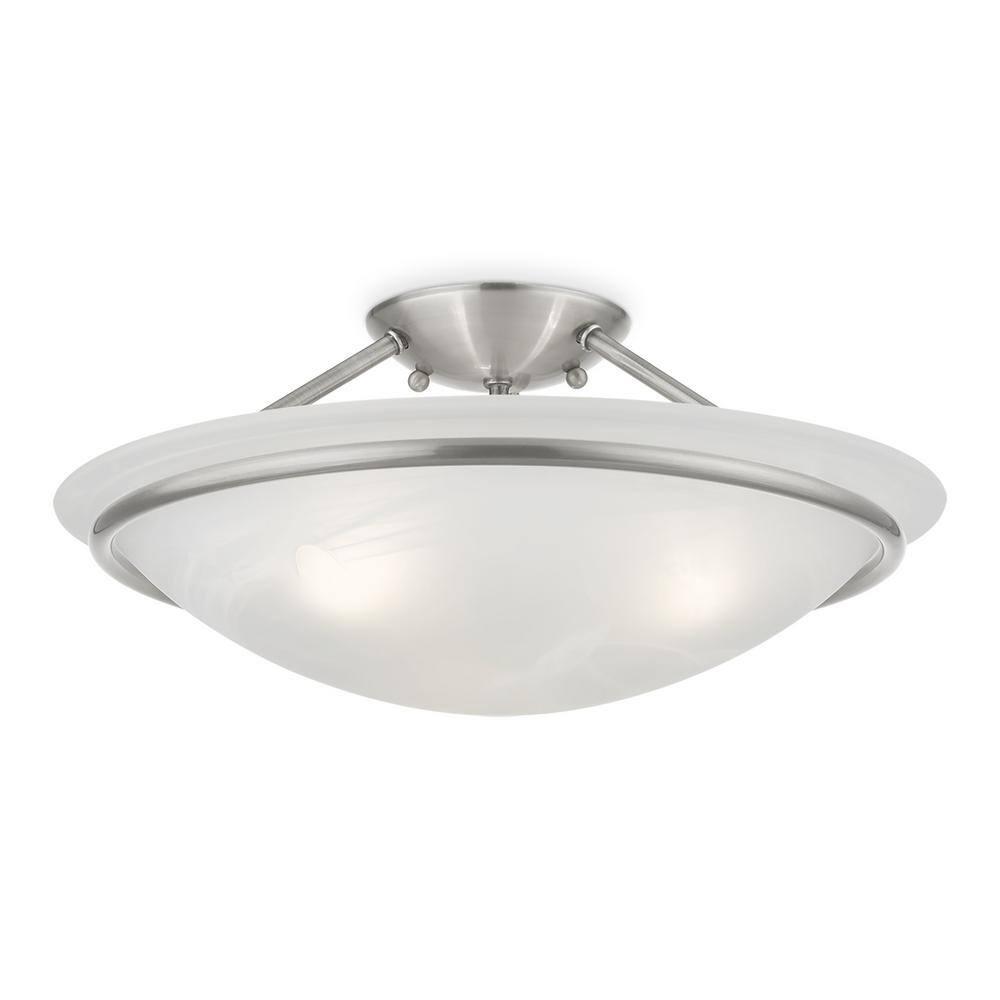 Livex Lighting Newburgh 3 - Light Semi-Flush Mount in Brushed Nickel