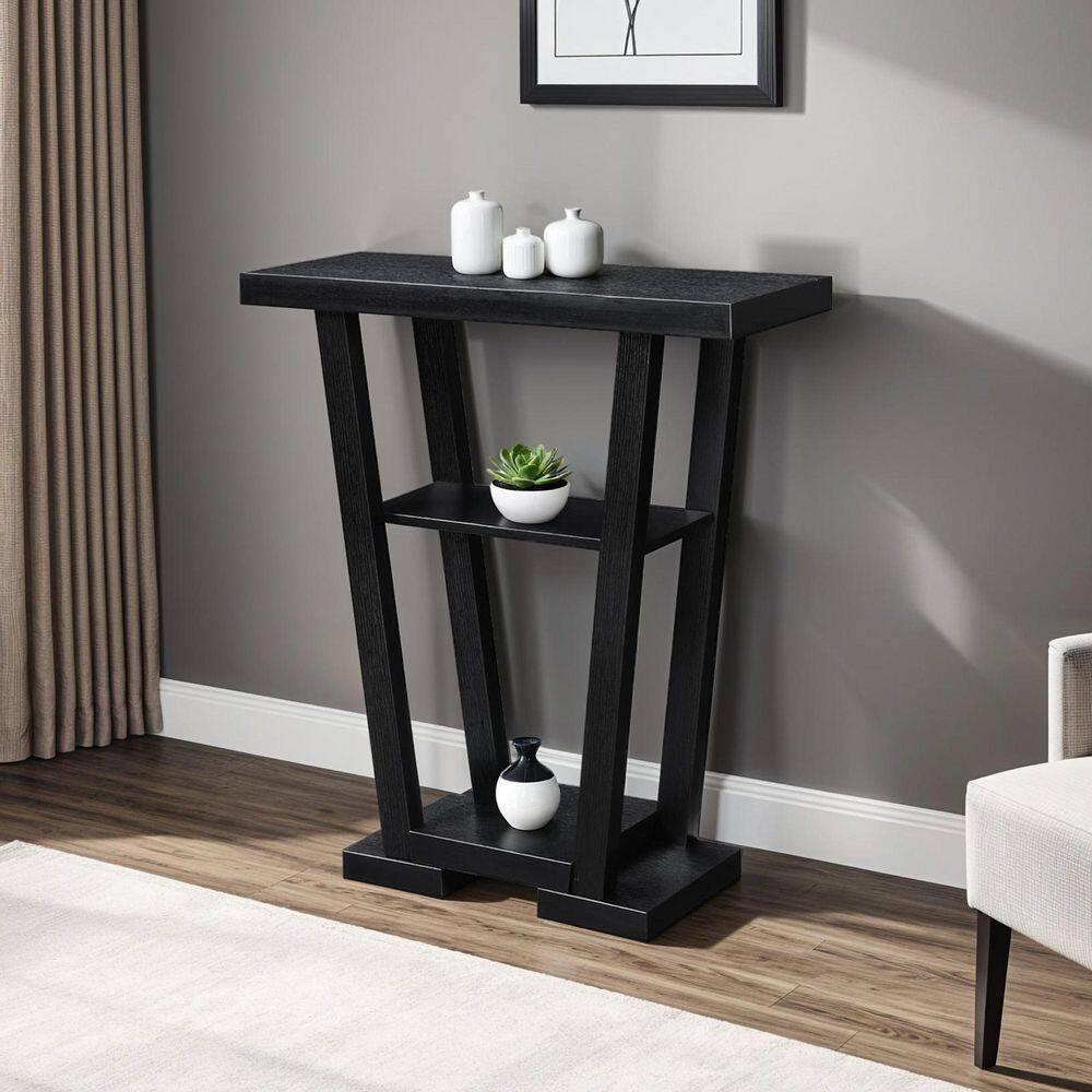 Convenience Concepts Newport V Console with Shelves, Black