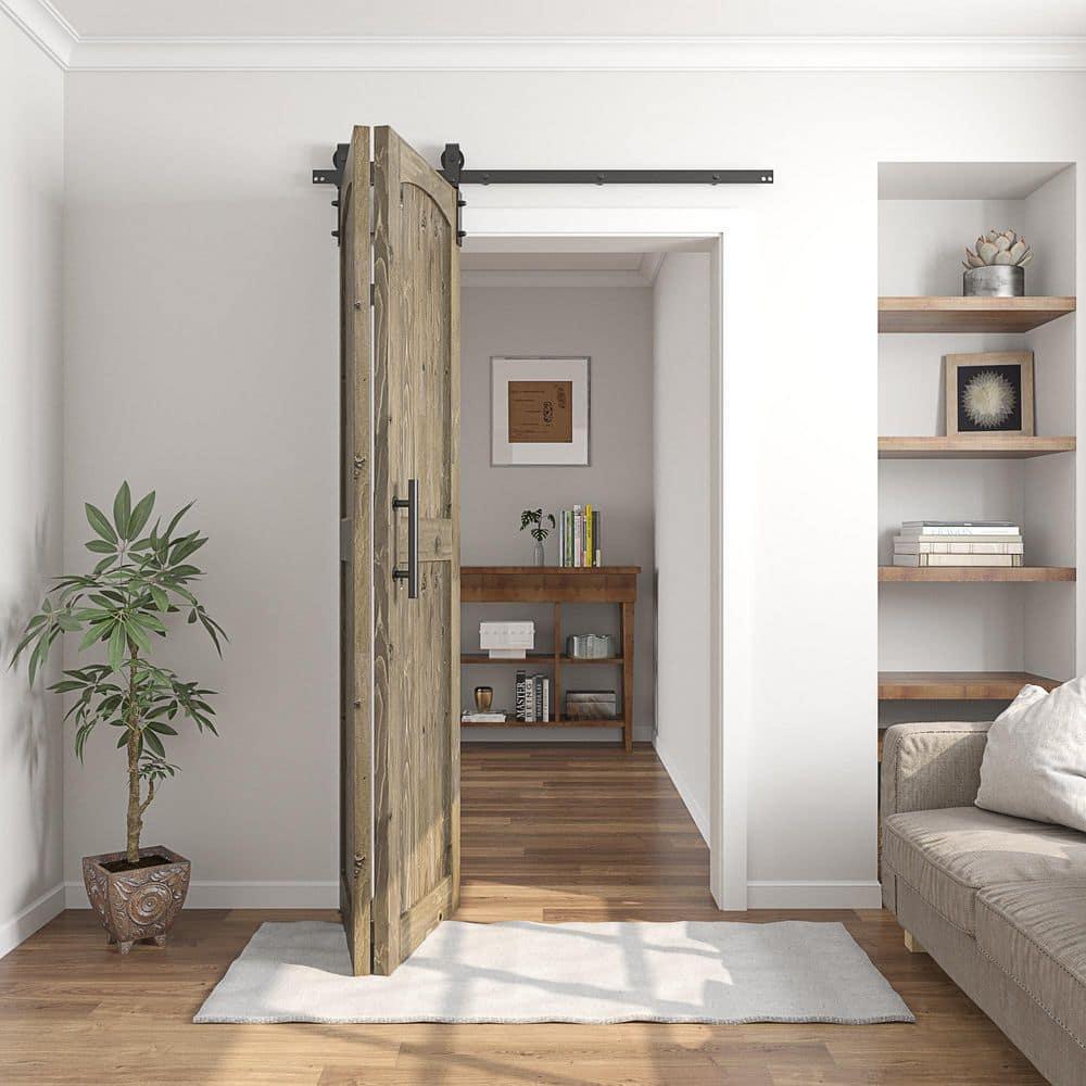 84'' Assembled Solid Wood Bi-Fold Barn Doors with Installation Hardware Kit