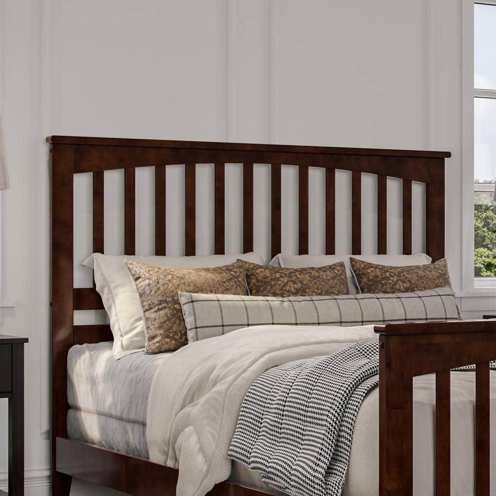Brooklyn Queen Wood Foundation Bed with Matching Footboard in Walnut