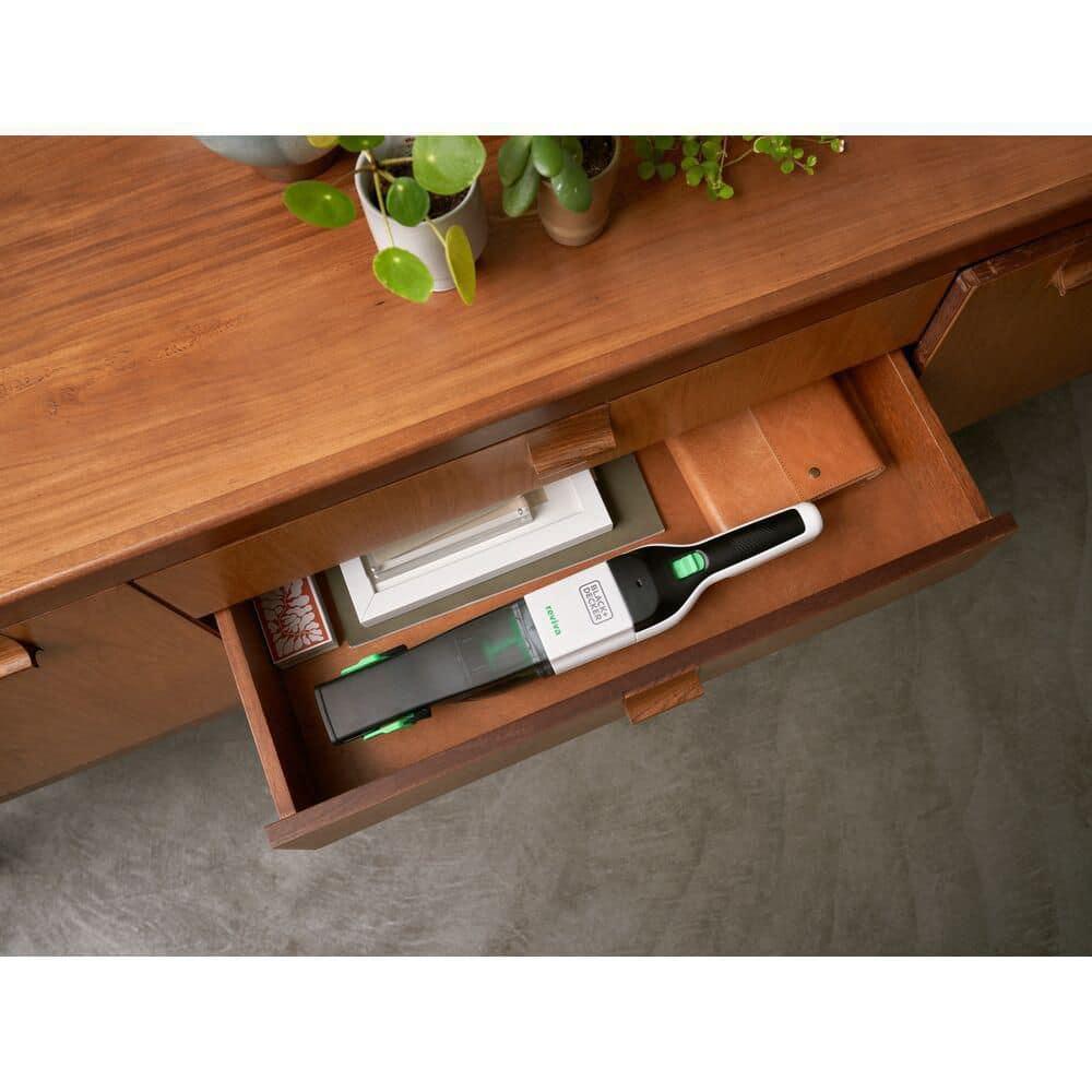 BLACK+DECKER Reviva 8V MAX* Cordless Hand Vacuum with Charger, Filter and Brush Crevice Tool, (REVHV8J40)