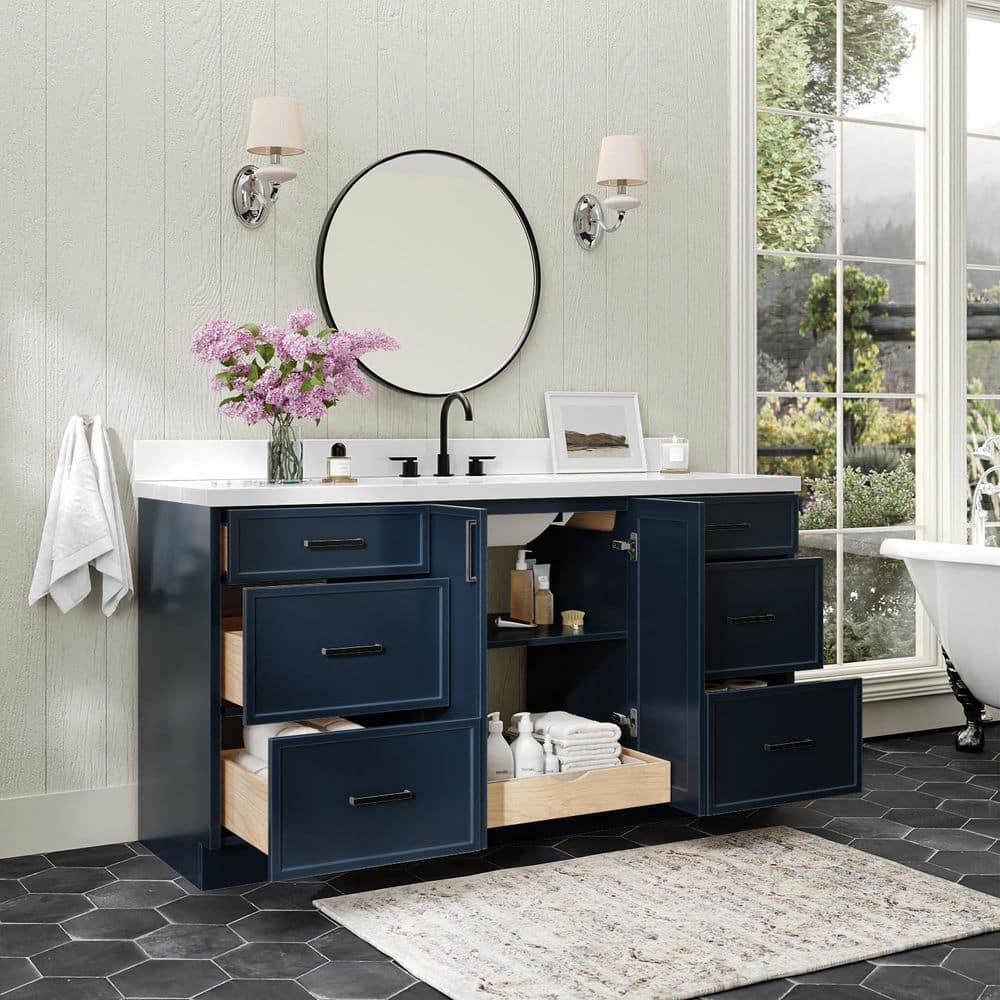 Ariel Kelly 67 Inch Single Rectangular Sink Bathroom Vanity With Pure Quartz Countertop