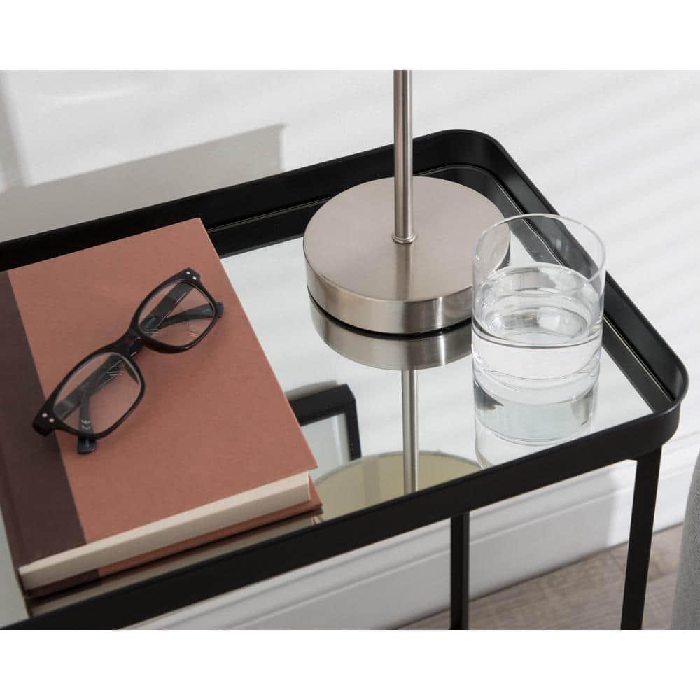 Kate and Laurel Celia Rectangle Metal Side Table, 18x12x26, Black