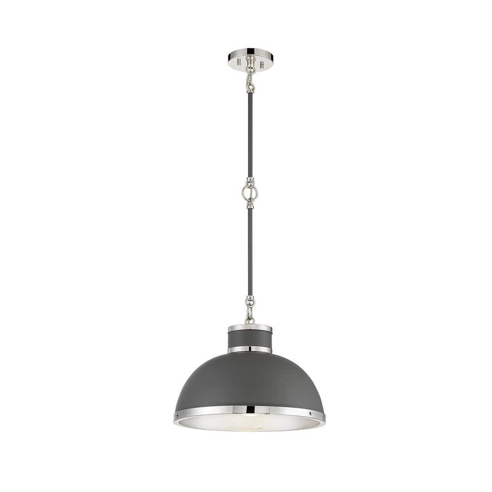Savoy House Corning 1 - Light Pendant in  Gray/Polished Nickel