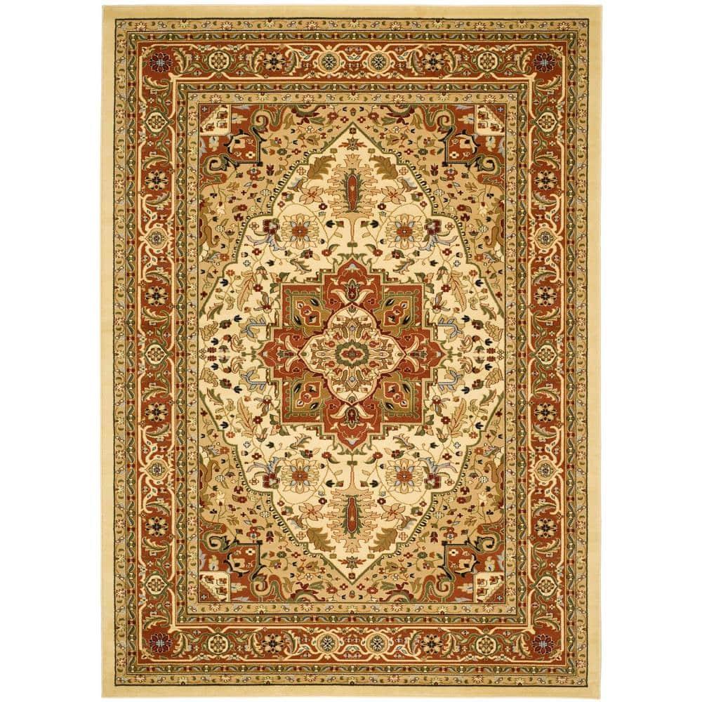 SAFAVIEH Lyndhurst Miranda Traditional Bordered Area Rug, Ivory/Rust, 7'9" x 9'9"