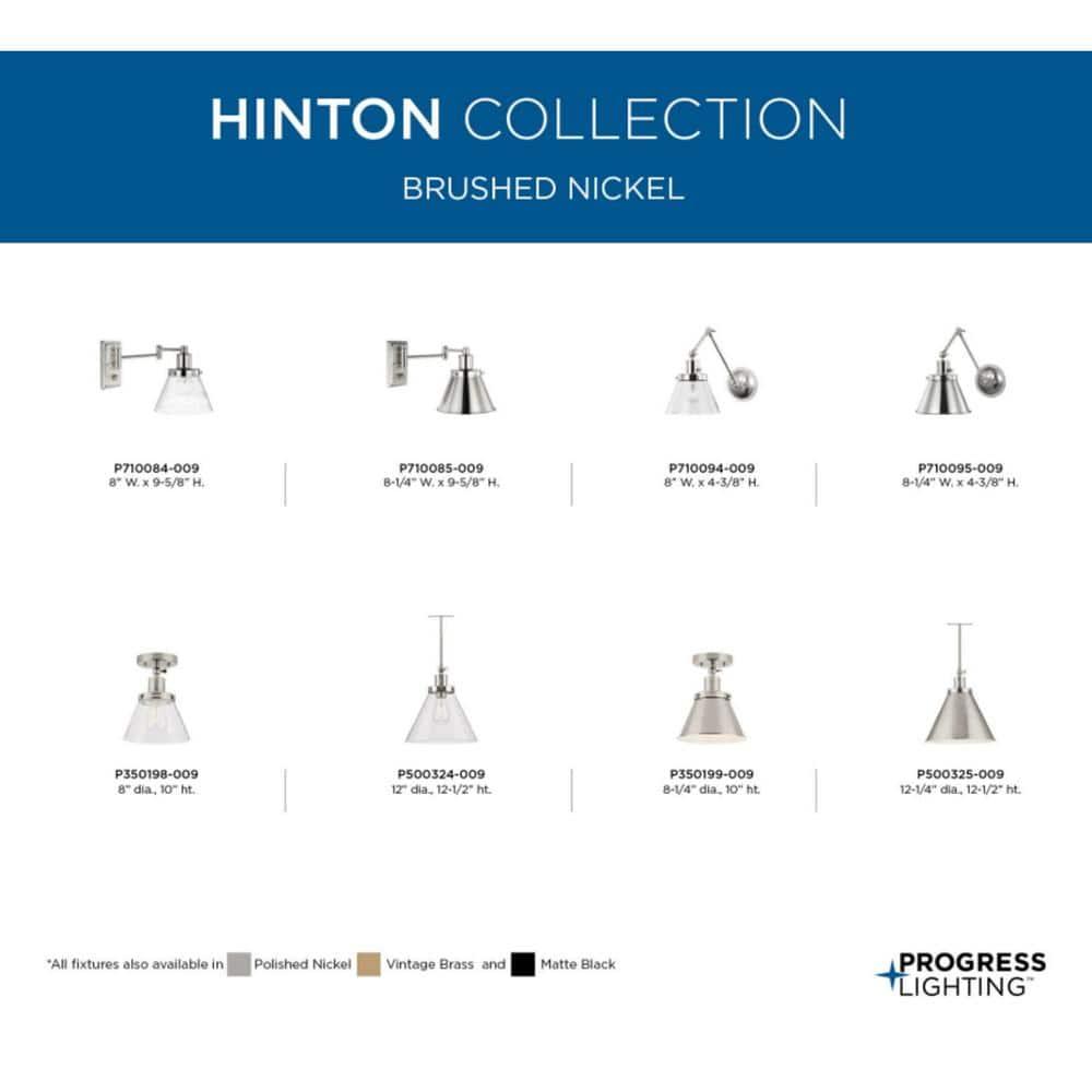 Progress Lighting Hinton 1-Light Pendant Brushed Nickel Steel Industrial Shade