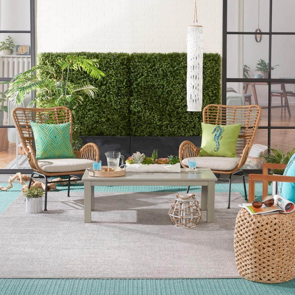 Nourison Essentials Easy Care Indoor Outdoor Area Rug - Silver Grey 8' x 10'
