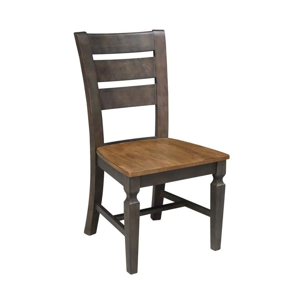Set of 2 Vista Ladder Back Dining Chairs Hickory Brown - International Concepts: Solid Wood, Armless