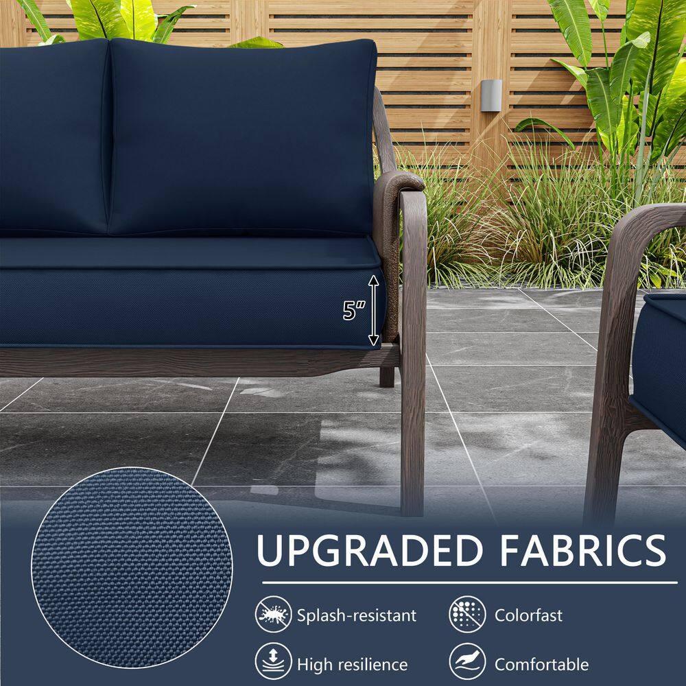 Outdoor Loveseat Cushion, Waterproof Fade & Tear Resistant Seat and Backrest Cushion Set for Patio Furniture,46x24 Inch, Navy