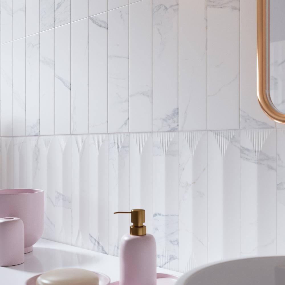 Supreme Tile Paloma Calacatta 2.95 in. X 11.81 in. Ceramic Subway Wall Tile