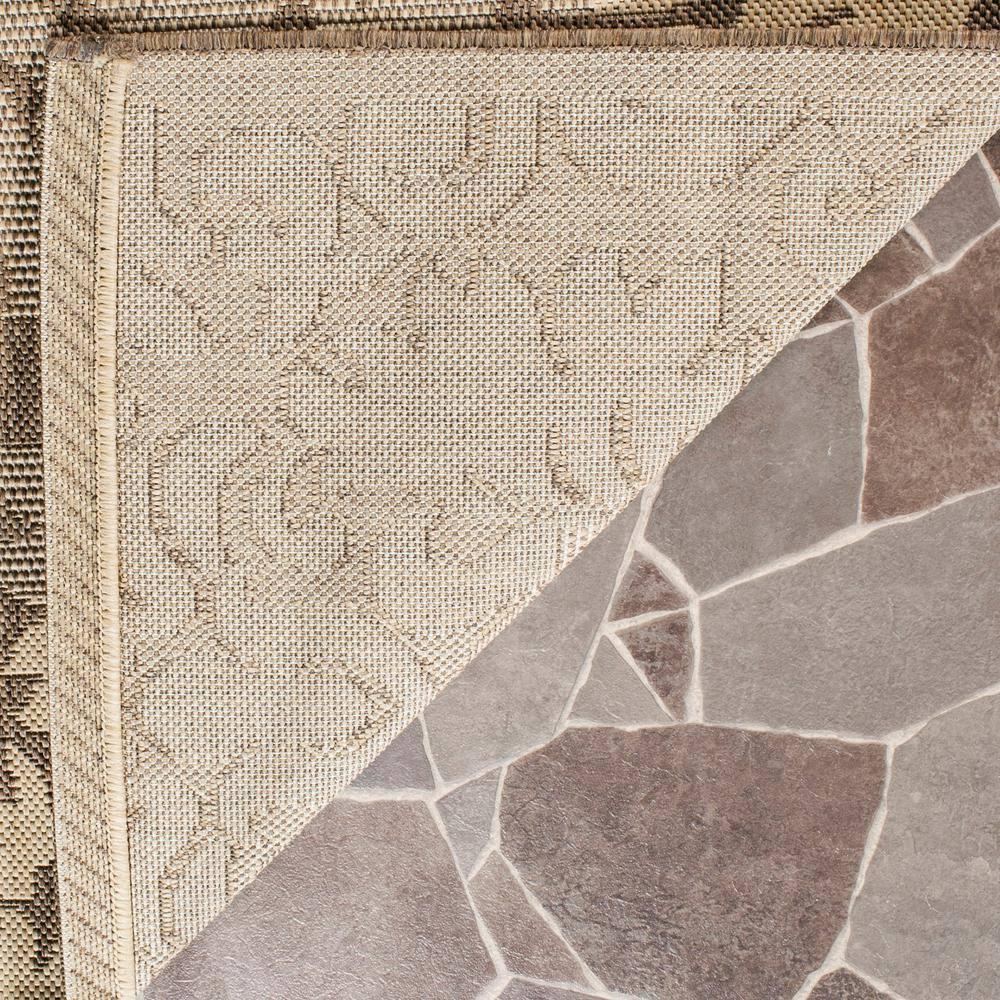 SAFAVIEH Courtyard Dani Damask Bordered Indoor/Outdoor Runner Rug, 2'3" x 6'7", Brown/Natural