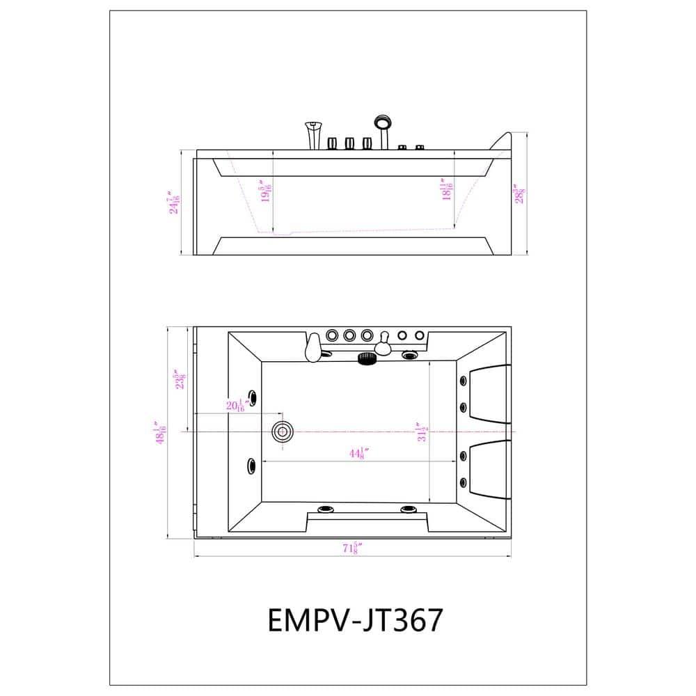 Modern 72'' x 48'' Alcove / Tile In Whirlpool Plastic / Acrylic Bathtub with Faucet