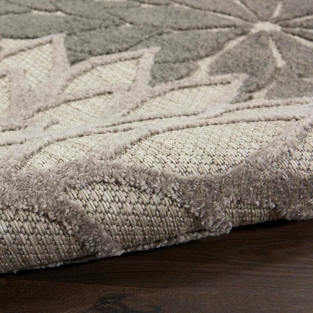 Nourison Aloha Floral Bloom Flatweave High-Low Indoor Outdoor Area Rug Silver Grey 5'3" x 7'5"