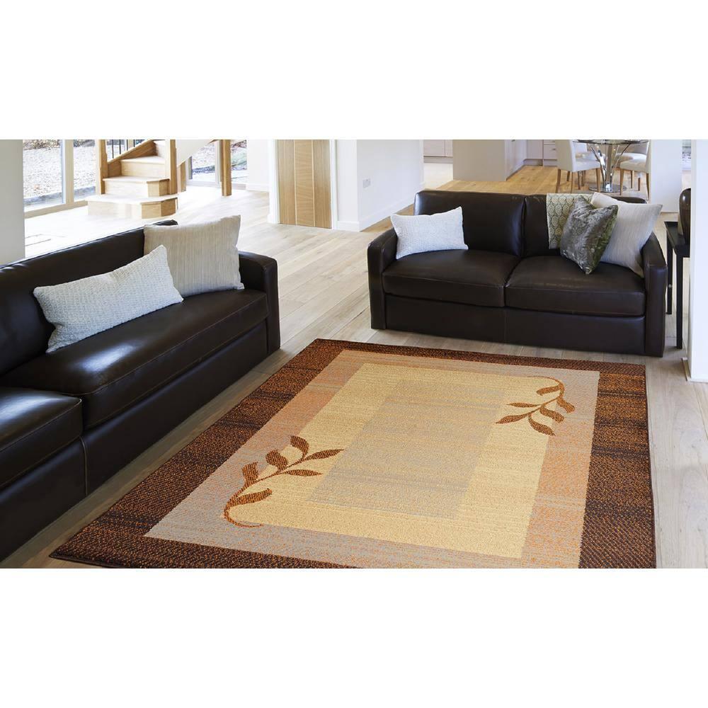 Home Dynamix Royalty Clover Contemporary Geometric Border Area Rug, Brown/Blue, 7'8"x10'4"