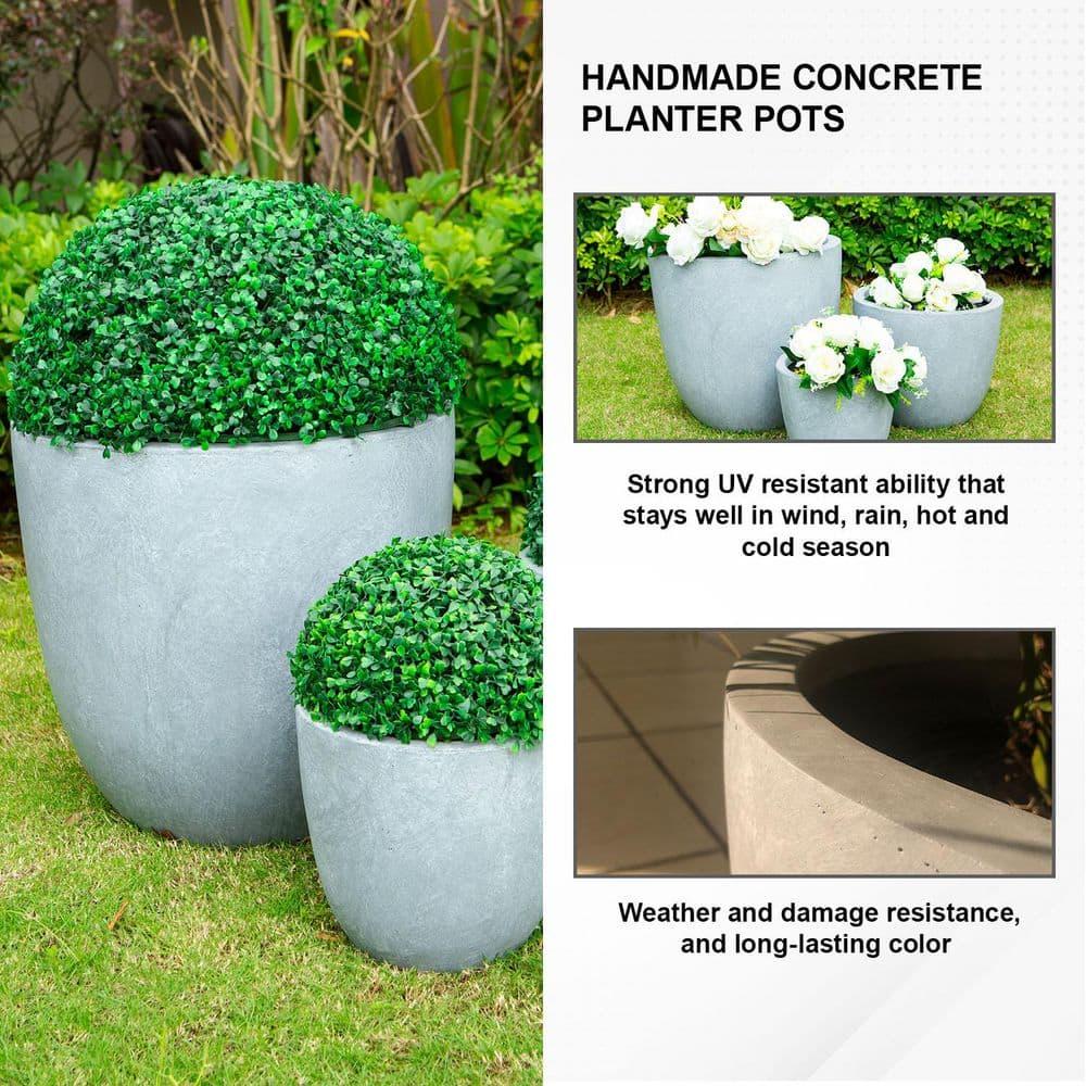 Set of 3 17" Kante Seamless Concrete Planters for Patio & Garden - Rosemead Home & Garden, Inc.