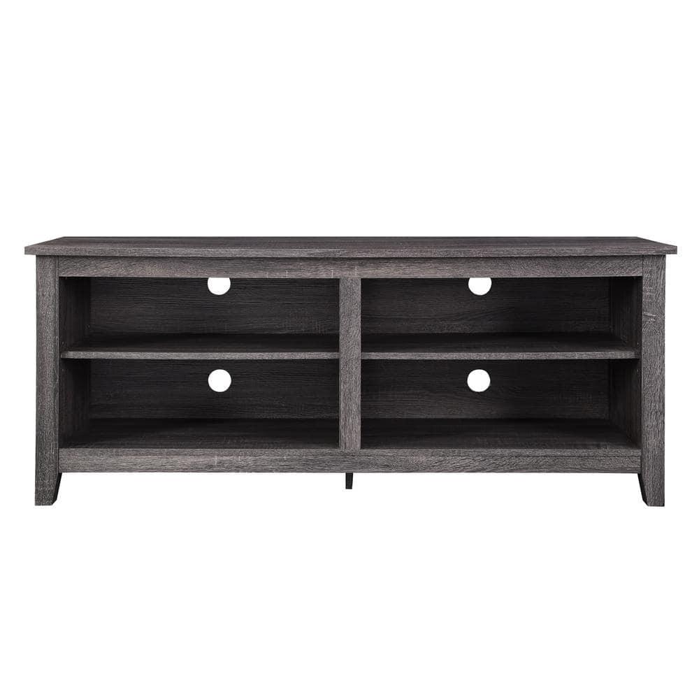 Walker Edison Open Storage TV Stand for TVs up to 65", Charcoal