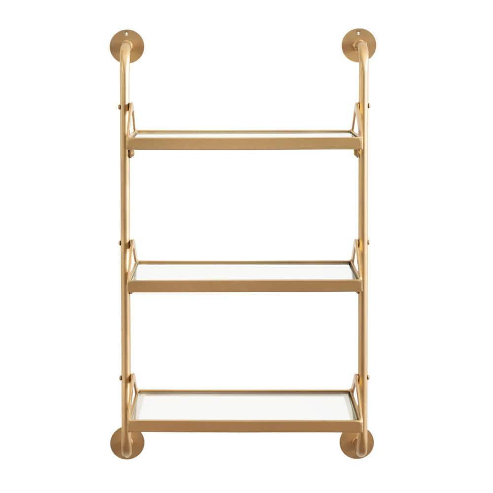 Kate & Laurel All Things Decor 18"x30" Marit Three-Tier Wall Shelf Gold