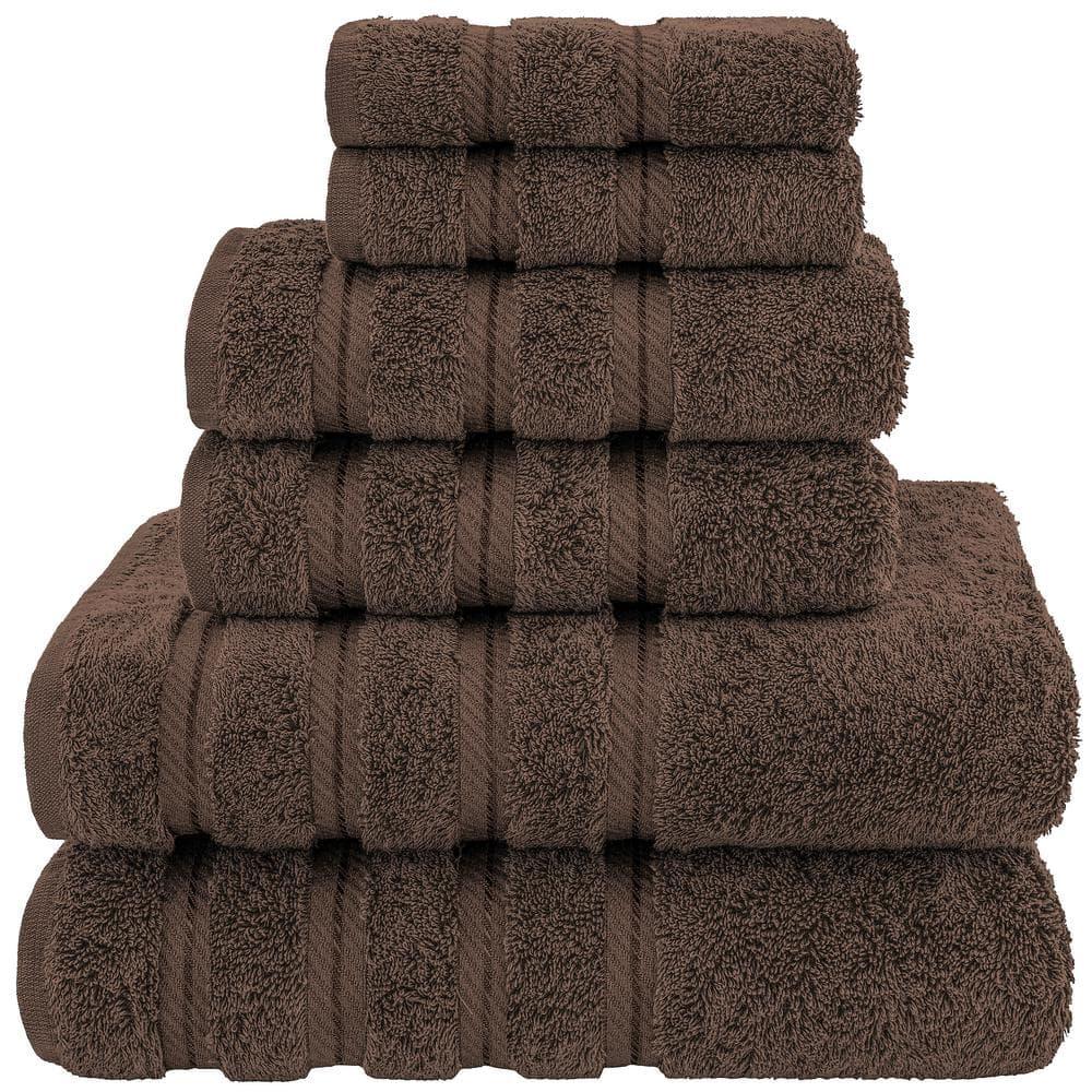 American Soft Linen Bekos 6 Piece Towel Set, 100% Cotton Bath Towel Set for Bathroom, Brown