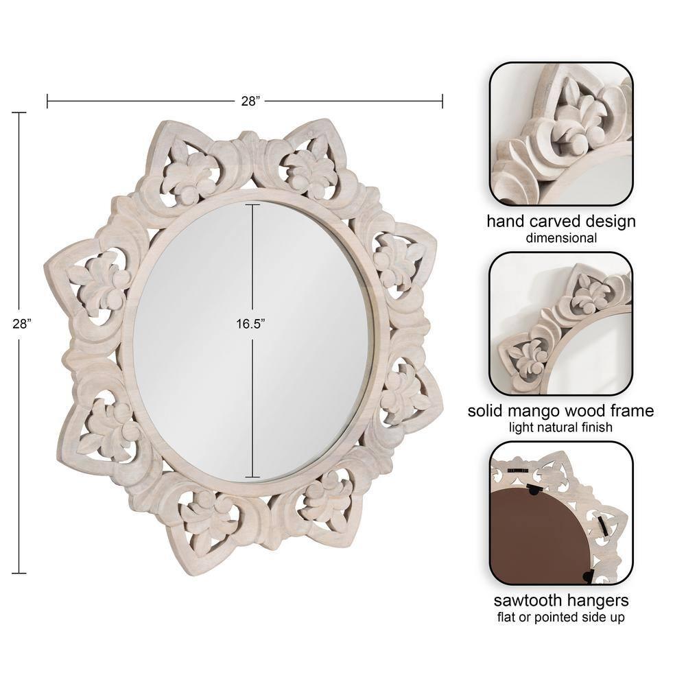 Kate & Laurel All Things Decor 28"x28" Meera Carved Wood Mirror Brown: Artisan Starburst, No Assembly