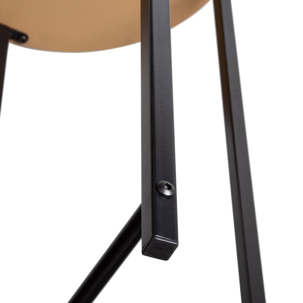 Honey-Can-Do Steel and MDF Round Side Table with X-Pattern Base, Black/Natural