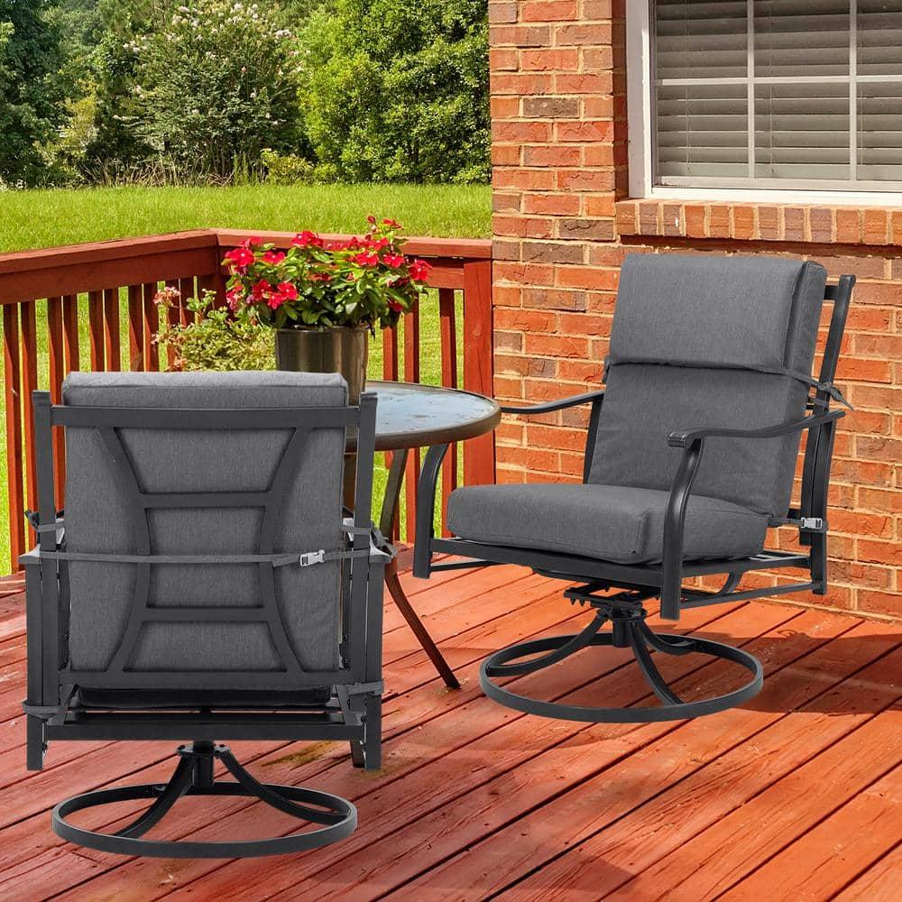 20.5 in. x 20.5 in. Outdoor High Back Chair Cushion with Adjustable Buckles and Ties in Charcoal Black (4-Pack)