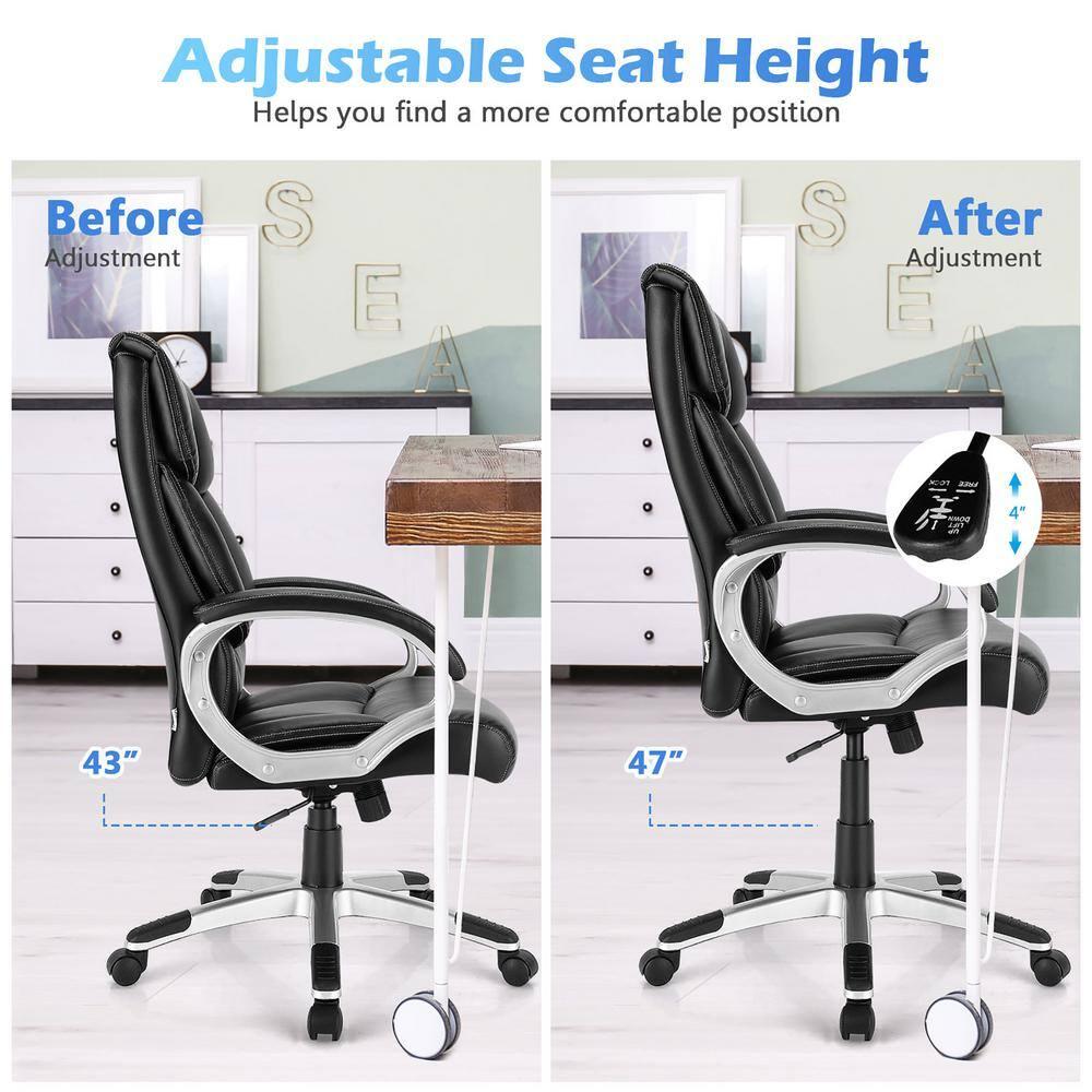 Costway Executive High Back Big & Tall Leather Adjustable Computer Desk Chair