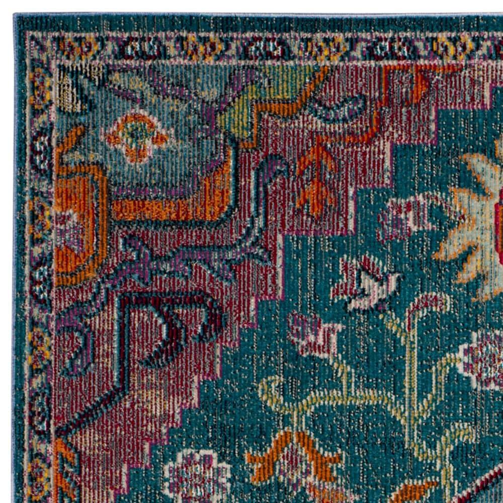 Crystal CRS501 Loomed Indoor Area Rug - Teal/Rose - 5'x8' - Safavieh
