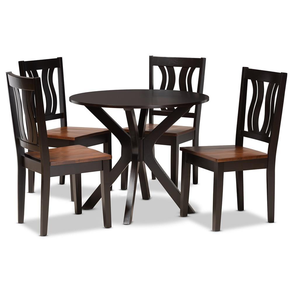 Baxton Studio Mare Modern and Contemporary Transitional Two-Tone Dark Brown and Walnut Brown Finished Wood 5-Piece