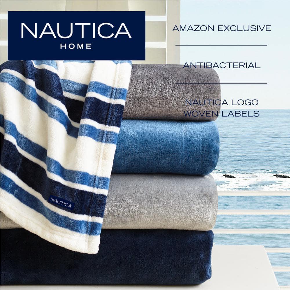 Nautica Solid Ultra Soft Plush Fleece Blanket