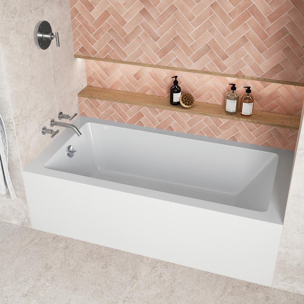 Streamline Bath Streamline 60 in. x 30 in. Acrylic Left-Hand Drain Alcove Bathtub in Glossy White With External Drain NAL-5320-CH