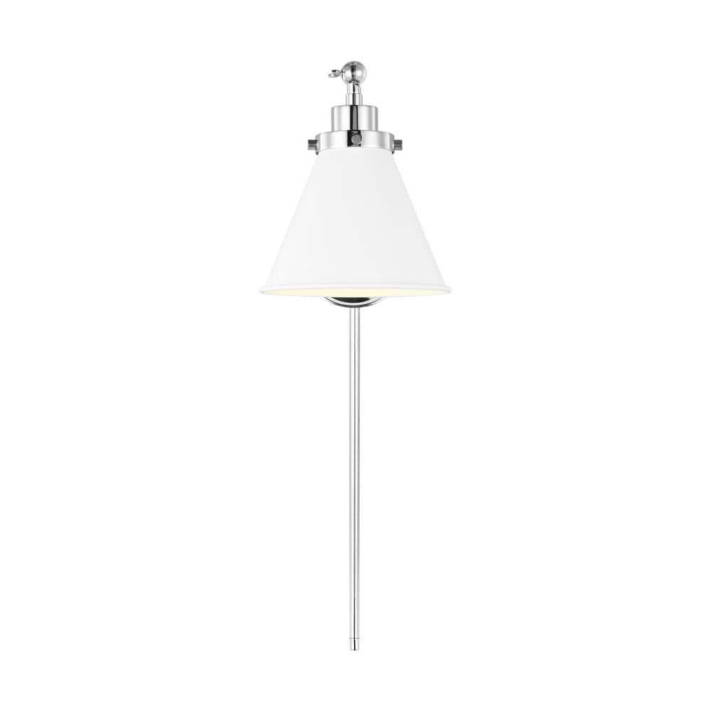Wellfleet 8.75" Matte White & Polished Nickel Industrial Sconce