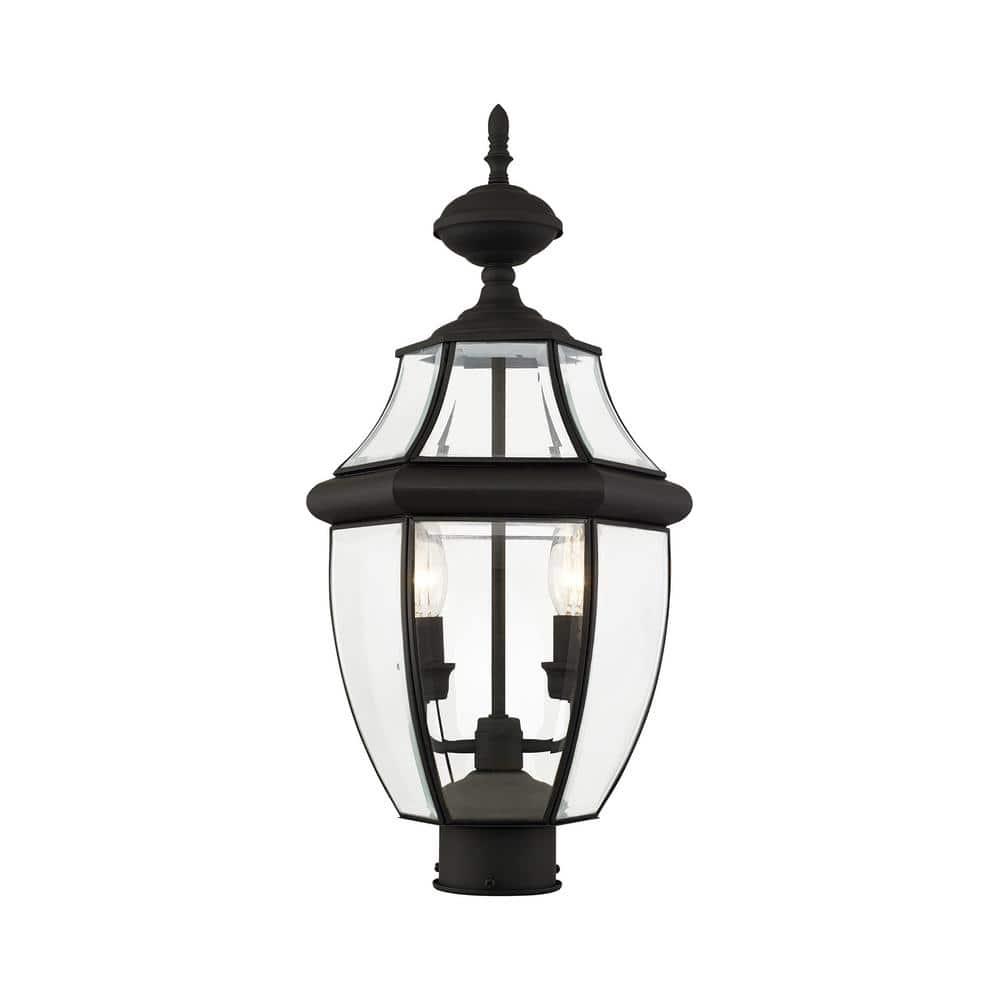 Lighting Lumens 2 Light Verdigris Outdoor Post Lantern Pendant - Clear Beveled Glass Shade