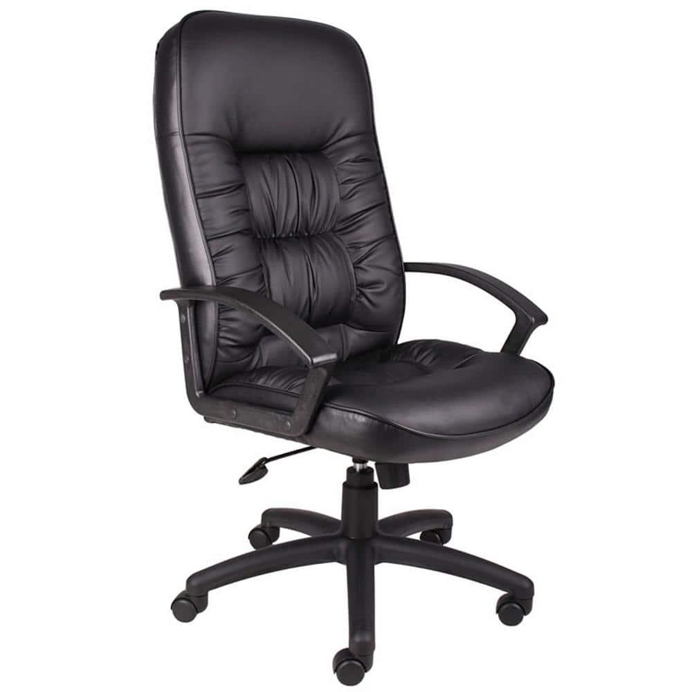 High Back LeatherPlus Chair Black - Boss Office Products: Ergonomic, Adjustable, Swivel, Casters/Wheels