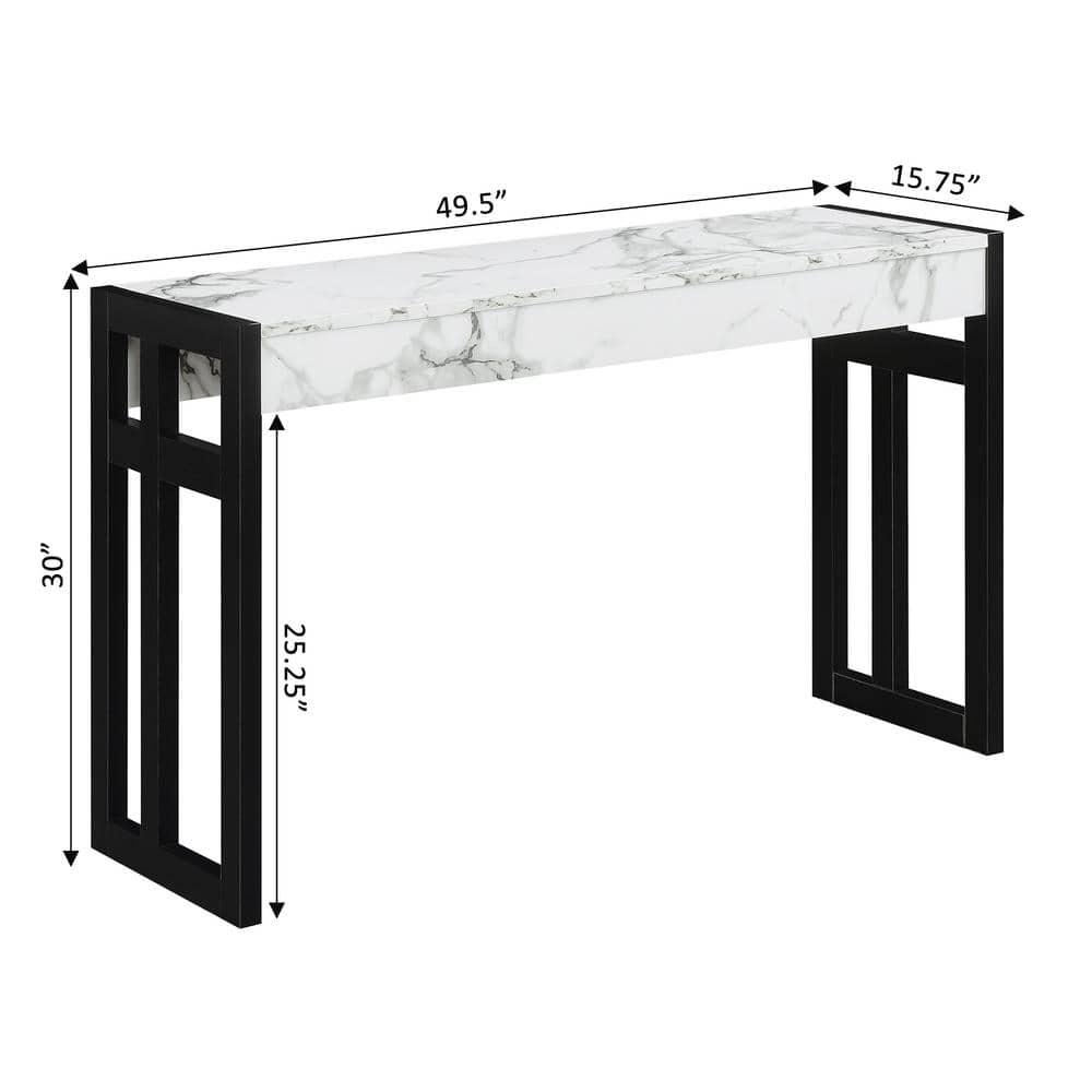 Monterey Console Table, White Faux Marble/Black