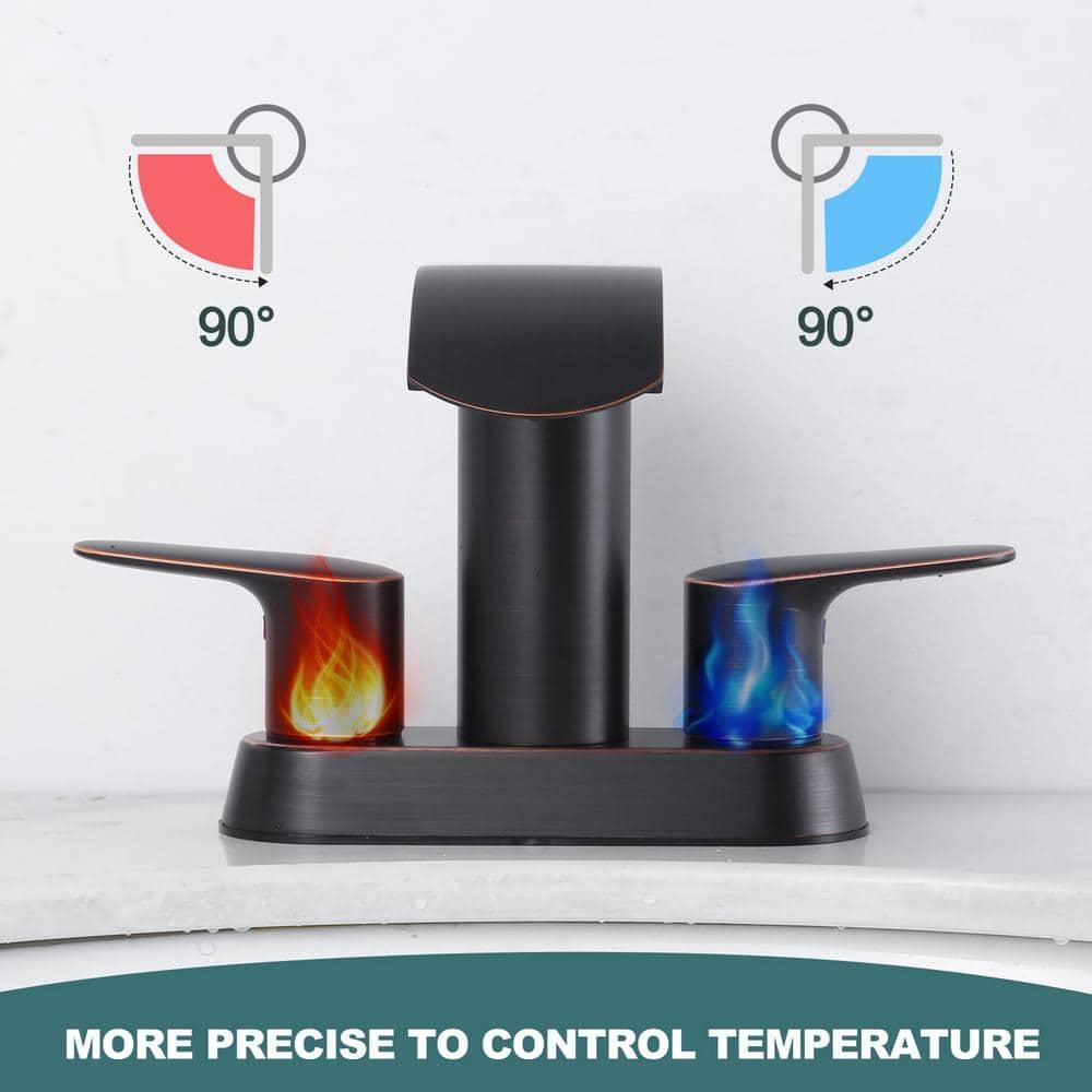 4-inch Centerset Double Handle Waterfall Bathroom Sink Faucet with Pop-up Drain Kit