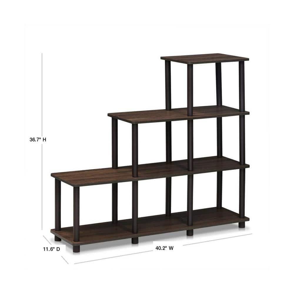 Furinno 16107WN/BR Turn-N-Tube Ladder Space Shelf, Walnut/Brown
