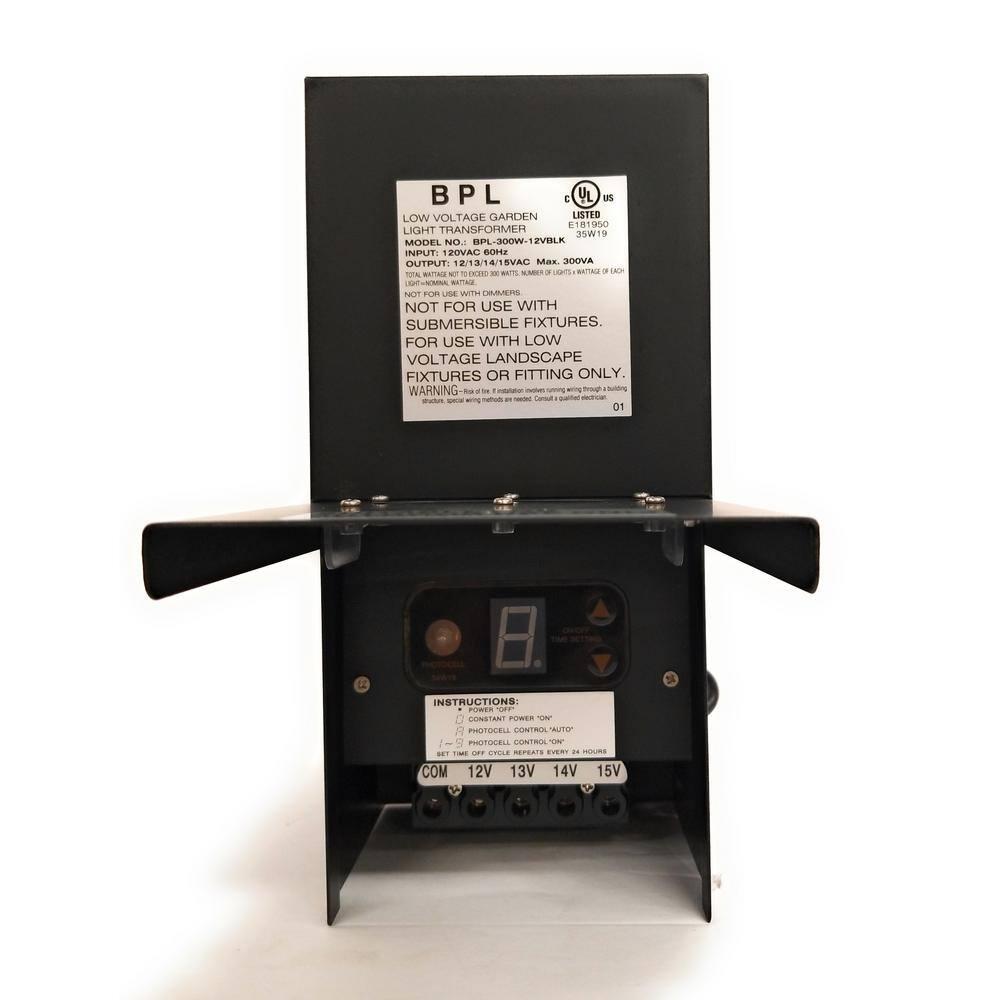 300W Multi Tap 12V - 15V Black Case Low Voltage Landscape Light Transformer