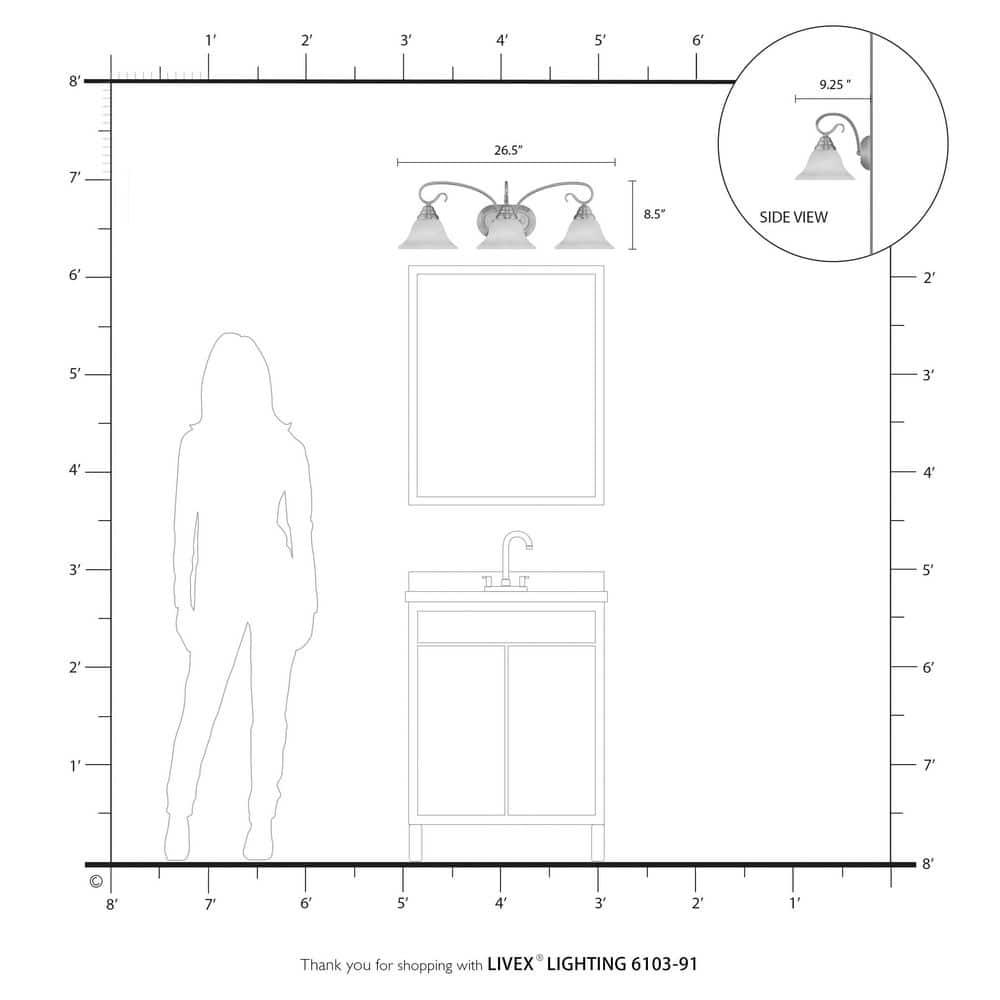 Livex Lighting Coronado 3 - Light Vanity in  Brushed Nickel