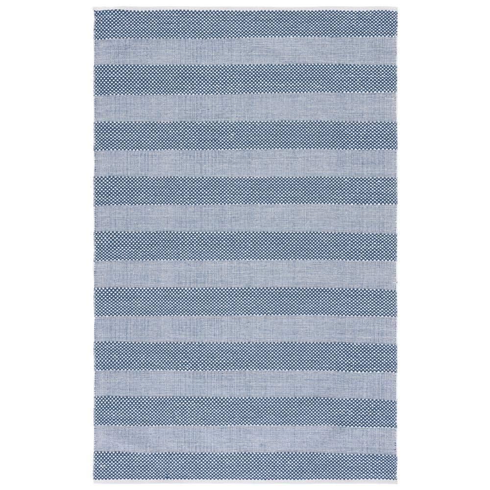Striped Kilim STK802 Hand Woven Area Rug - Ivory/Blue - 5'x8' - Safavieh.