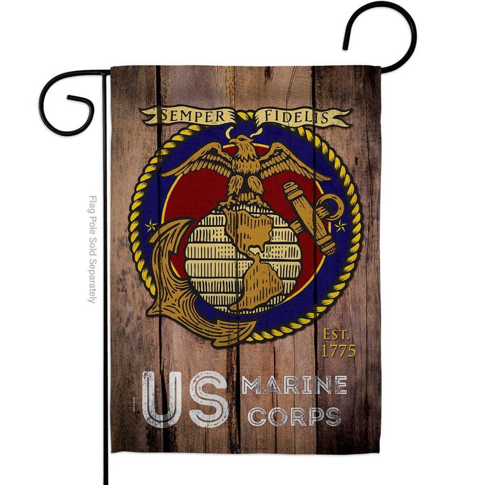 Angeleno Heritage G135083-BO 13 x 18.5 in. US Marine Corps Garden Flag with Armed Forces Double-Sided Decorative Vertical Flags House Decoration Banner Yard Gift