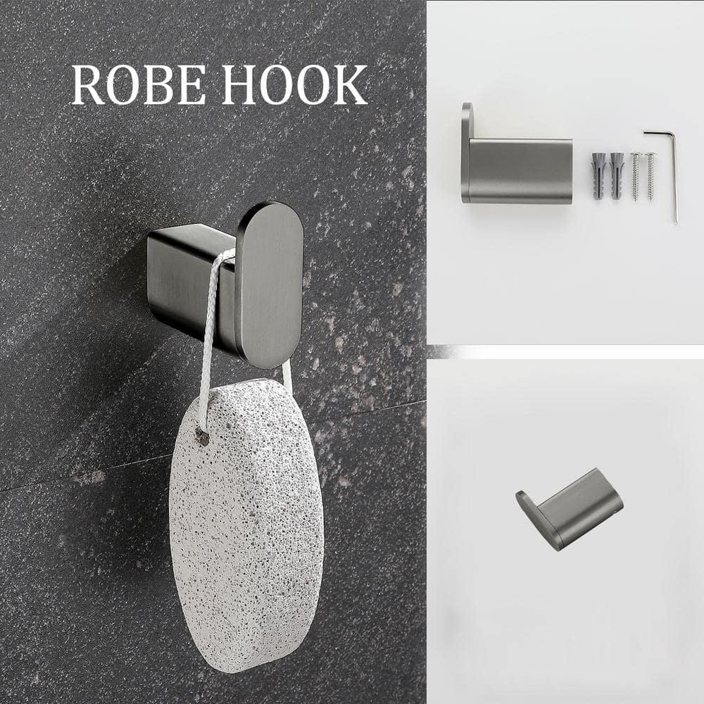 Matte Gray Stainless Steel 5-Piece Bathroom Hardware Set