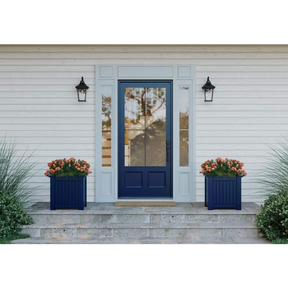 Progress Lighting Marquette 1-Light Outdoor Wall Lantern in Black with Water Glass Shade