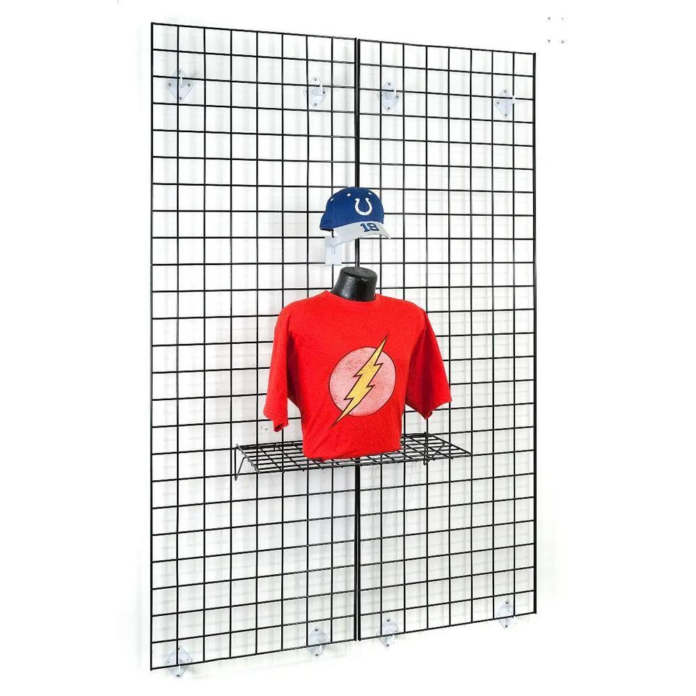 Grid Panel for Retail Display ? Perfect Metal Grid for Any Retail Display, 2? Width x 4? Height, 3 Grids Per Carton (Black)
