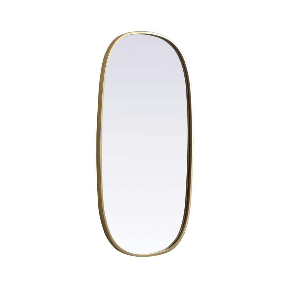 Elegant Lighting Metal Frame Oval Mirror 20x36 Inch in Brass