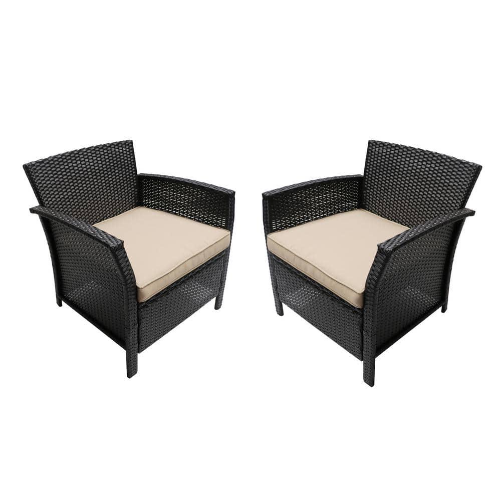 St Lucia 2pc Wicker Club Chairs: Cushioned, Weather-Resistant - Christopher Knight Home
