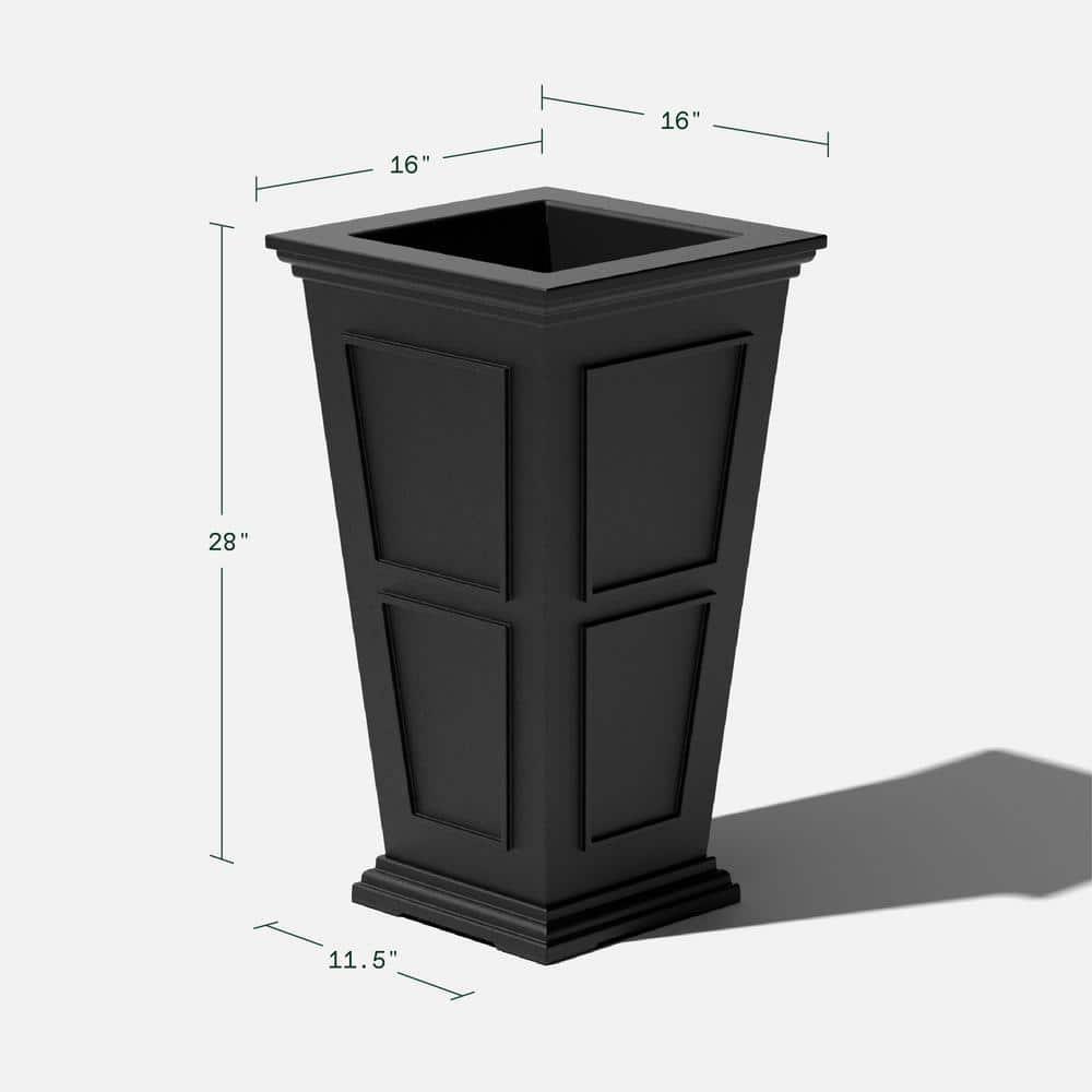 Veradek Brixton Tall 28" Plastic Planter - Black