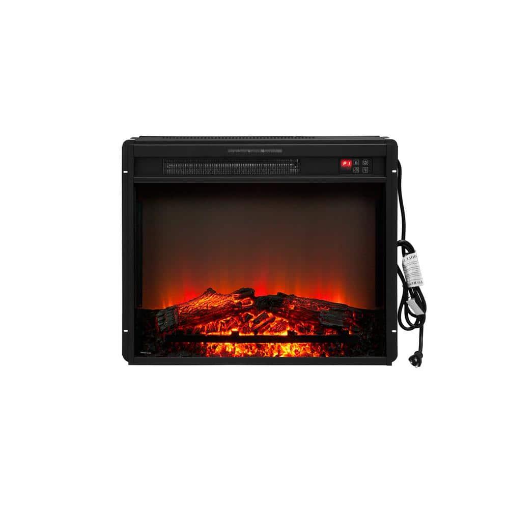 58 in. TV Stand for TVs up to 65 in. With 23 in. Embedded Electric Fireplace and Sliding Barn Door in Dark Gray