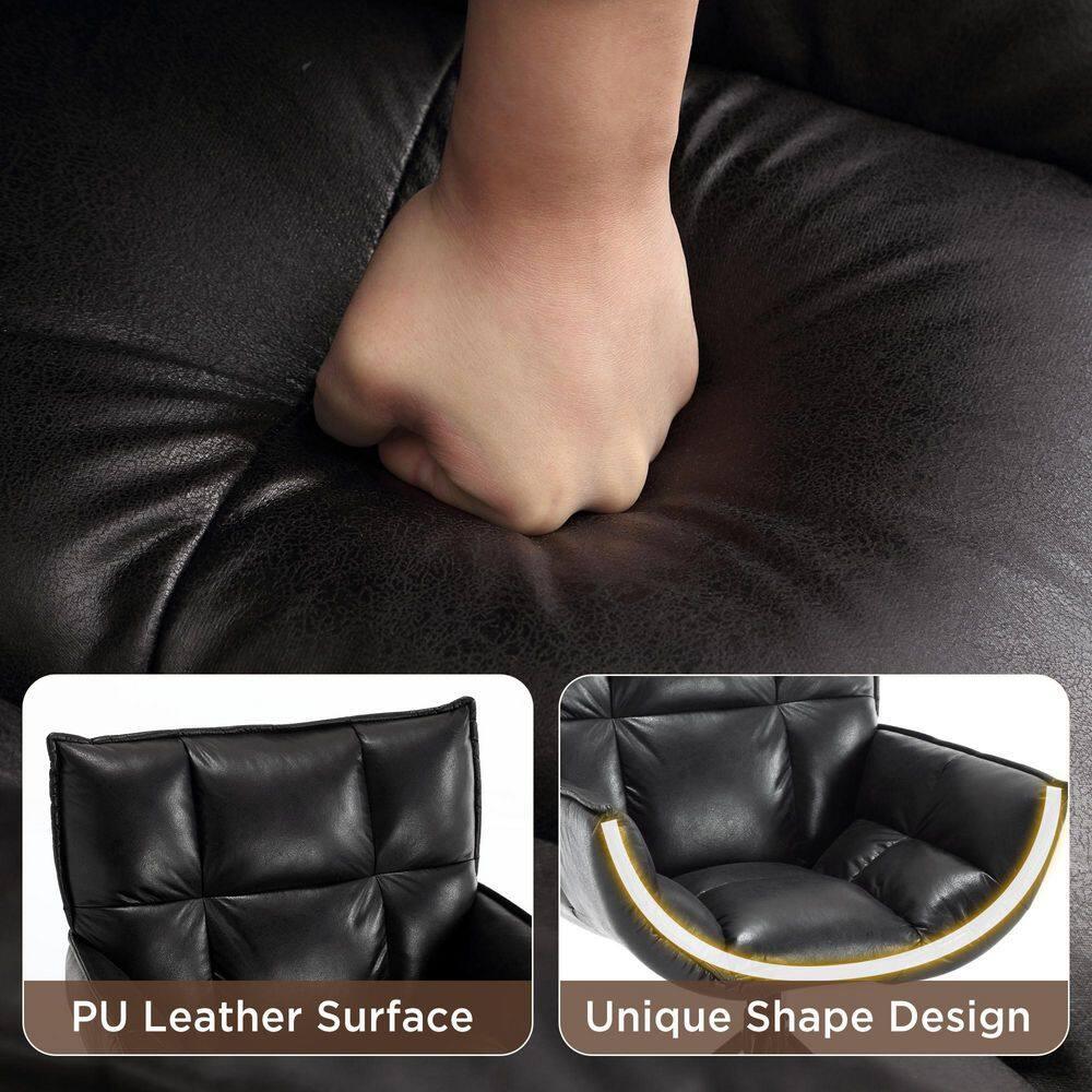 TEWLOSS Swivel Accent Chair Set of 2 Faux Leather Armchair with Metal Legs, Black