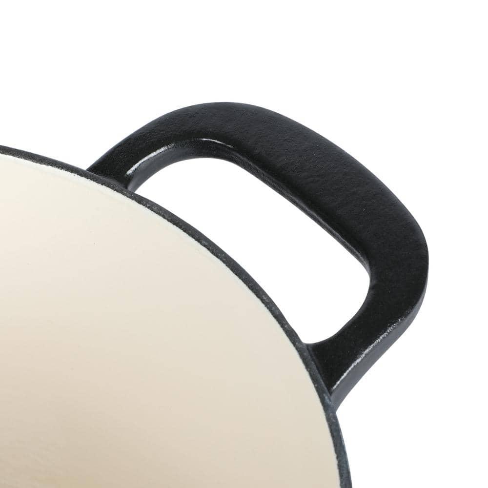 Martha Stewart Gatwick 7qt Enamel Cast Iron Dutch Oven Matte Black: Oven-Safe, Gas & Electric Compatible, 15" Diameter