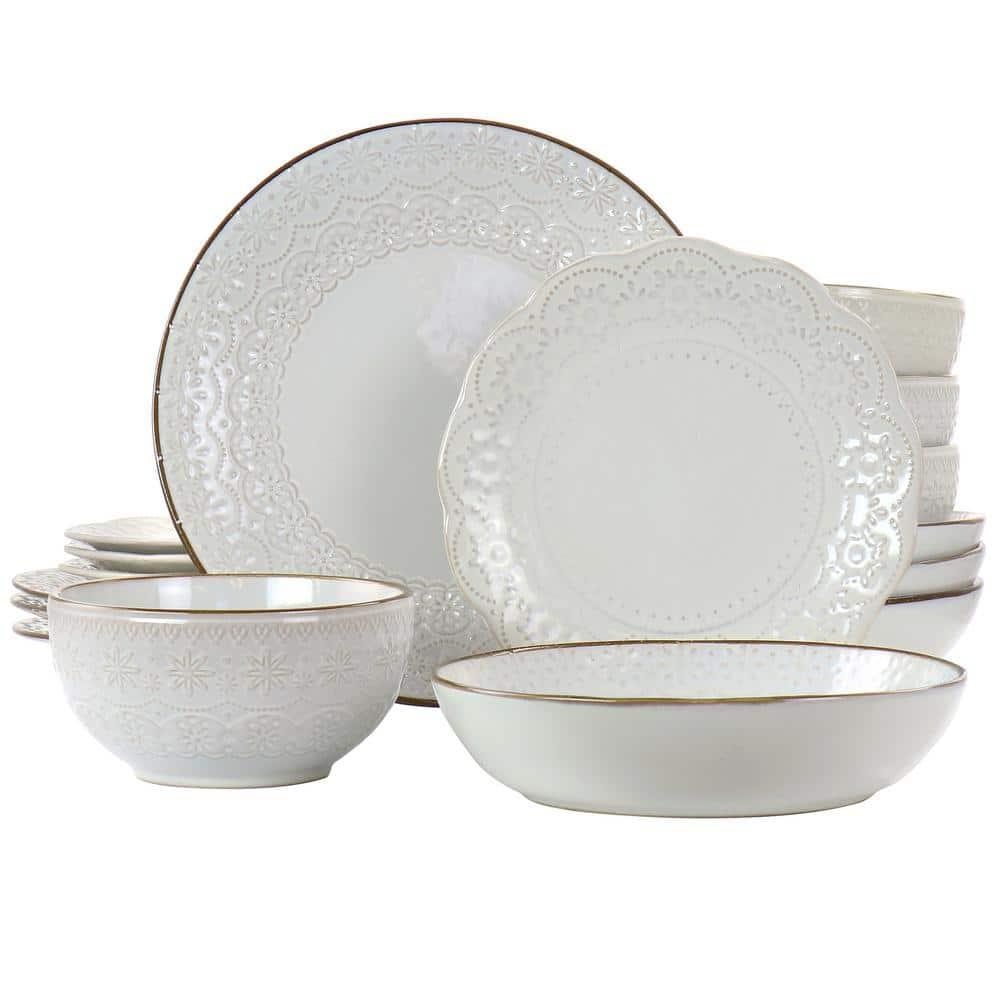 Elama 16 Piece Stoneware Dinnerware Set - Service for 4